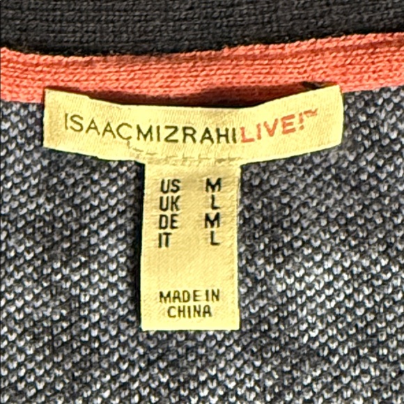 Isaac Mizrahi Live! Plaid Jacquard Sweater Cardigan Navy Plaid MEDIUM - Picture 3 of 9